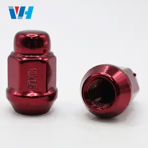 1.38in Red Auto Refit Composite Car Wheel Rims Lug Wheel Locking33mm Chrome Lug Nut Covers Thread M12x1.5 522