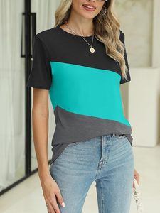 T-shirts d'été décontractés à manches courtes pour femmes, respectueux de l'environnement et anti-bouloches, avec décoration brodée - Product Image 4