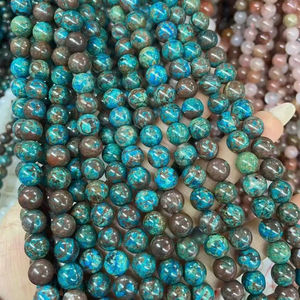 Perles en Chrysocolle Naturelle Polie Écologique de 8 mm en Gros, Cristal de Guérison REIKI Religieux, Chaîne de Pierres Précieuses pour la Fabrication de Bijoux - Product Image 1