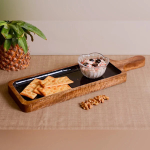 Platos de madera para postres y comida de calidad superior, forma personalizada, tamaño grande con trabajo Meena, Ideal para una cena elegante - Product Image 2
