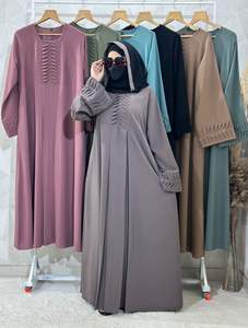 Tradicional elegante modesto A-Line Abayas para mujeres bordado a mano diseño plisado tela transpirable Formal Dubai vestidos musulmanes - Product Image 4