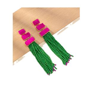 Pendientes de cuentas de semillas hechos a mano, joyería colgante Boho ligera, venta al por mayor, pendientes de gota de moda con cuentas para mujeres y niñas - Product Image 4