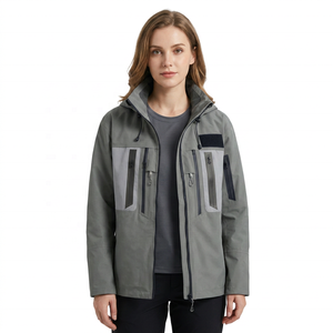 Veste de pêche pour homme, grande taille, respirante, séchage rapide, UPF 50, imperméable, polyester, fermeture éclair, gris uni, vêtements d'extérieur - Product Image 2