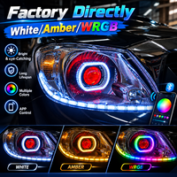 2 pièces/ensemble Feux de jour LED universels Angel Eye pour voiture, blanc, jaune, WRGB, contrôle par application, feux de croisement DRL