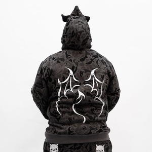 Custom Embroidery Distressed Acid Wash Vintage Washed Rhinestone <b>Zip</b> <b>up</b> <b>Hoodie</b> Men Fleece Street Distressed Embroidery <b>Hoodie</b> - Product Image 2