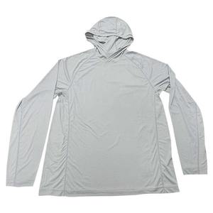 Chemise à manches longues unisexe avec capuche, protection UV, gris uni, 100% polyester, UPF 50, pull-over, vêtements de pêche, taille adulte - Product Image 5