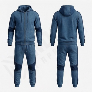Conjunto Deportivo Premium de Dos Piezas para Invierno, Sudadera Lisa con Capucha, Algodón Personalizable, Cálido, para Gimnasio, Fitness, Running - Product Image 1