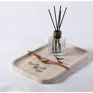 Plateau de service en marbre sans poignées, plateau décoratif pour la cuisine, table basse, salon, décoration polyvalente pour les fêtes - Product Image 1