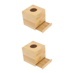 Eco-Friendly <b>Bamboo</b> Tissue <b>Box</b> Holder for Bathroom Vanity or Bedroom Decor with Natural Look and Recyclable <b>Wooden</b> Finish - Product Image 2