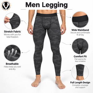 Leggings de compression pour hommes de qualité supérieure, tissu extensible respirant, séchage rapide, ajustement confortable, mouvements flexibles pour la salle de sport, l'entraînement et la remise en forme - Product Image 6