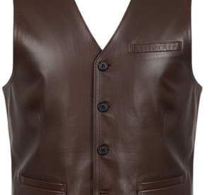 Premium <b>Men</b> Real Leather Vest Classic V Neck <b>Waistcoat</b> - Product Image 2
