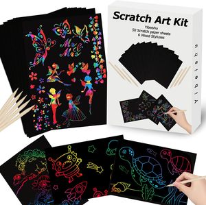 Vẽ Scratch giấy nghệ thuật thiết lập cho trẻ em Scratch Off Craft Quà Tặng ma thuật tấm - Product Image 1