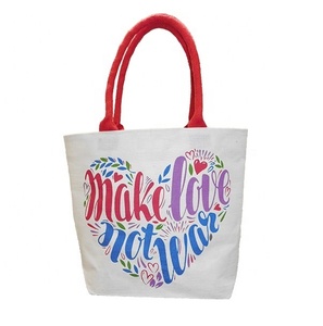 Bolsa de lona 100% de algodón con logotipo impreso personalizado, bolso de compras de lona, tamaño estándar - Product Image 1