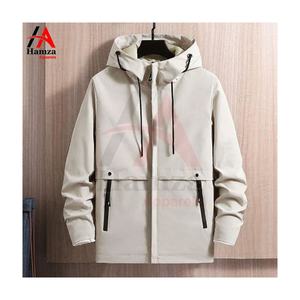 Blouson d'automne pour hommes en coton 220 GSM col mandarin couleur unie design manches longues imperméable écologique avant coupe-vent - Product Image 4