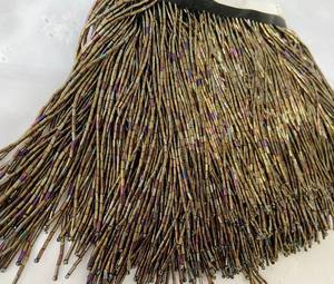 Franges en perles de verre orange, articles de couture pour la couture, 15 cm - Product Image 2