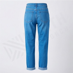 High Waist Tapered Straight Loose Simple Denim <b>Women's</b> <b>Jeans</b> Slim Fit Casual Tapered Pants Customized Color Breathable Cotton - Product Image 2