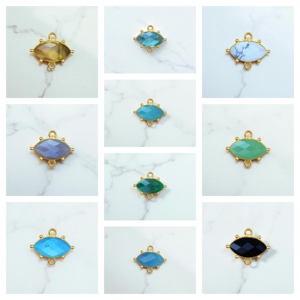 Marquise Blue Turquoise Gemstone Bisel Charm Connector- DIY Fashion Charms Making Jewelry - 925 Silver Connector - Product Image 2