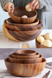 Cuenco de madera hecho a mano de primera calidad para cenas familiares, fiestas y decoración del hogar - Product Image 2