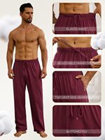 Pijamas de Verano para Hombre, Corte Clásico, Manga Larga, Secado Rápido, Transpirables, Tejido de Punto de Spandex/Algodón, con Bolsillos, Ropa para el Hogar