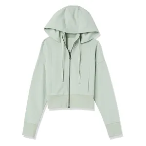 Custom Women's pullover Crop Top Hoodie Plain Blank Cotton Crew Neck Breathable fleece jumper hoodies for sale in wholesale