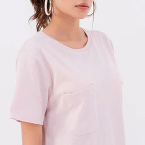 Camiseta de Algodón para Mujer, Estilo Urbano, Corte Regular, Color Sólido Informal, Transpirable, Suave, para Uso Diario, OEM, ODM, Logotipo Personalizado - Product Image 2