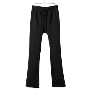 Pantalon évasé unisexe en coton polaire noir Meilleures ventes Pantalon streetwear avec logo personnalisé Taille moyenne Denim délavé - Product Image 1