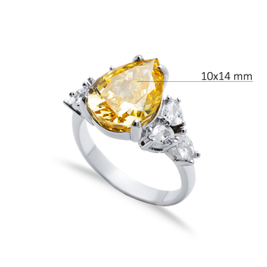 Orange CZ Pierre Poire Goutte Conception 925 En Argent Sterling Cluster Zircon Anneau En Gros Bijoux Turcs - Product Image 2