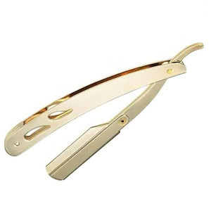 Rasoir de barbier à bord droit en acier inoxydable Rasoir droit pliant Lames remplaçables à bord unique adaptées à tous les doubles - Product Image 2