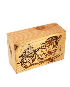 Urnes de crémation en bois grecques anciennes médiévales fabriquées à la main pour les cendres humaines adultes grand guerrier funérailles (cheval de course en pin) - Product Image 3