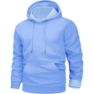 Sweat-shirt unisexe bleu clair d'hiver, doublé en polaire, brodé, surdimensionné, décontracté, athlétique, pour l'entraînement, avec poche kangourou - Product Image 1