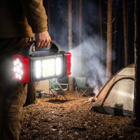 Lámpara de Trabajo LED COB de 4 Modos, Recargable Solar, Banco de Energía de 2400mAh, Linterna de Mano USB, Resistente al Agua IP65, para Camping, Pesca y Emergencias