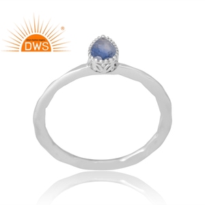Anillo de plata de ley con piedra de cianita natural, diseño personalizado, joyería moderna para mujer, regalo para ella. - Product Image 1