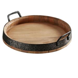Pâtes alimentaires ou plateau de serveur de petit déjeuner plateau de service rond en bois écologique maison hôtel restaurant restauration utilisation vente chaude - Product Image 5