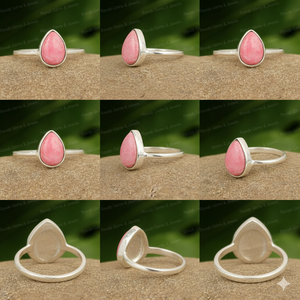 Best Quality 10x14mm Solid 925 Sterling Silver <b>Ring</b> Handmade Simple Bezel Setting Natural Pink Thulite Pear Cabochon <b>Fine</b> <b>Rings</b> - Product Image 2