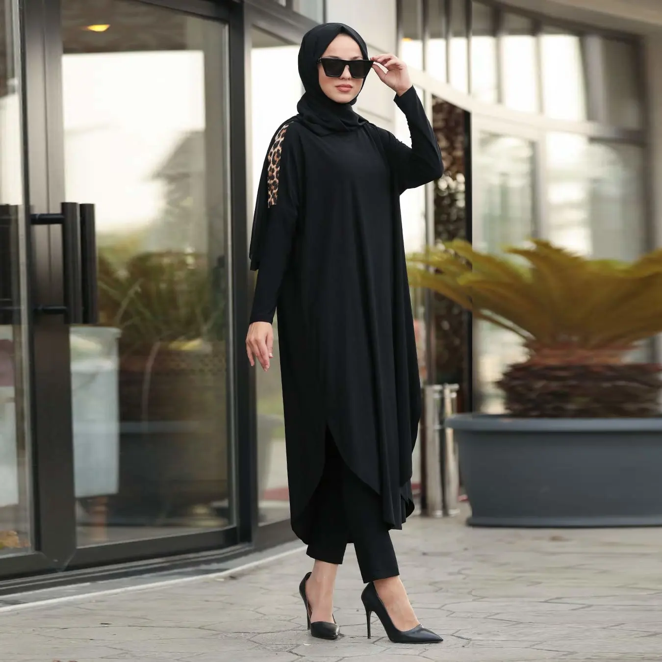 New Women Casual Fashion Wear 100% Jersey Stretchable Fabric Printed Tunic Top Abaya Dress 2023