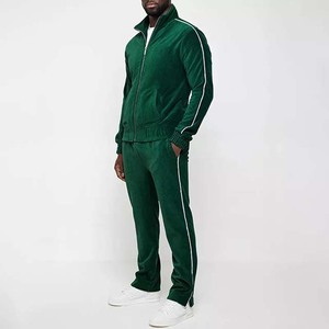 Two Piece Custom Logo Wholesale Slim Fitted Blank Track <b>Jacket</b> and Pant Set Jogger Suit Solid Color <b>Men</b> Velour Tracksuits 2025 - Product Image 3