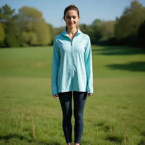 Chaqueta de compresión para yoga y fitness para mujer, transpirable, de punto, de algodón, ajustada, con cremallera, para entrenamiento - Product Image 5