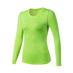 Ladies Canvas Compression Gym and Fitness Chemise à manches longues Logo personnalisé O-Neck Solid Pattern Casual Style - Product Image 2