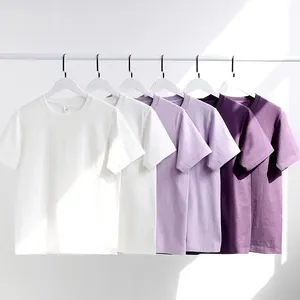 เสื้อยืดคอกลมแขนสั้นสำหรับผู้ชาย, เสื้อยืดผ้าฝ้ายสำหรับทุกเพศเสื้อ2025คอกลมแขนสั้นสีม่วงลำลองสีเทาสำหรับใส่ในฤดูร้อน - Product Image 5