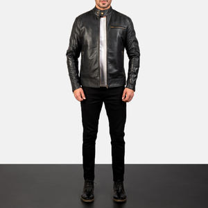 Veste de motard en peau de mouton pour hommes, coupe ajustée, respirant, logo avant pour l'hiver - Product Image 5