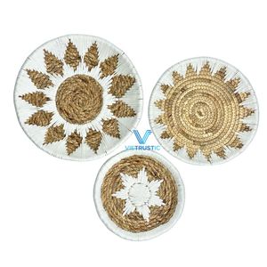 Décoration murale en style bohème Vietrustic Art, en jacinthe d'eau tissée et en coton, motif floral, pour chambre de bébé, anniversaire - Product Image 3