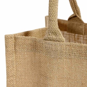 <b>Medium</b> Square Eco-Friendly Jute Burlap Tote Bag Durable Reusable Zipper Closure Cotton Customizable Letter for Daily Use Travel - Product Image 6