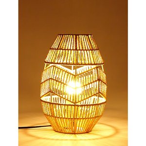Lámpara de Escritorio LED de Mimbre con Diseño Personalizado, Estilo Rústico, Pantalla de Ratán, Iluminación Blanca Cálida - Product Image 4