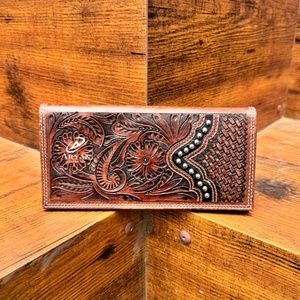 Nouvel arrivage de portefeuille long pour hommes sculpté à la main en cuir Offre Spéciale de mode élégant porte-monnaie cadeau pour lui - Product Image 1