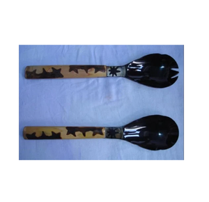 Cuerno de búfalo Cuchara de postre Condimento de leche Cuchara de cuerno 2 piezas Servidor de ensalada Nuevo diseño Alta calidad Mejor precio - Product Image 1