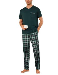 <b>Men</b> Plaid <b>Pajama</b> <b>Set</b> Soft Sleepwear Loungewear Relaxed Fit Everyday Loungewear Breathable Fabric Premium Quality - Product Image 1