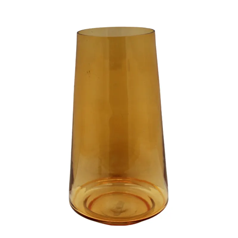 Tube shape Glass Flower Vase Amber colour for Wedding and Events modern design handmade vase