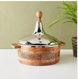 Casserole en bois de qualité supérieure de luxe pour le mariage, la fête dans un hôtel, la marmite chaude avec couvercle en métal - Product Image 4