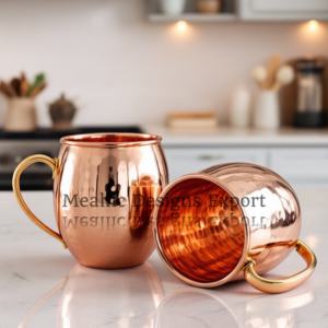 Juego Premium de 2 tazas de mula de Moscú, elegantes manijas redondeadas clásicas de cobre martillado, vasos de cobre puro para disfrutar de tus bebidas - Product Image 4