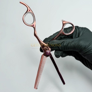 Professional Rose Gold Coated Stainless Steel Thinning <b>Scissors</b> Ceramic Handle Right-Handed Custom Logo for Beauty Salon Barber - Product Image 6